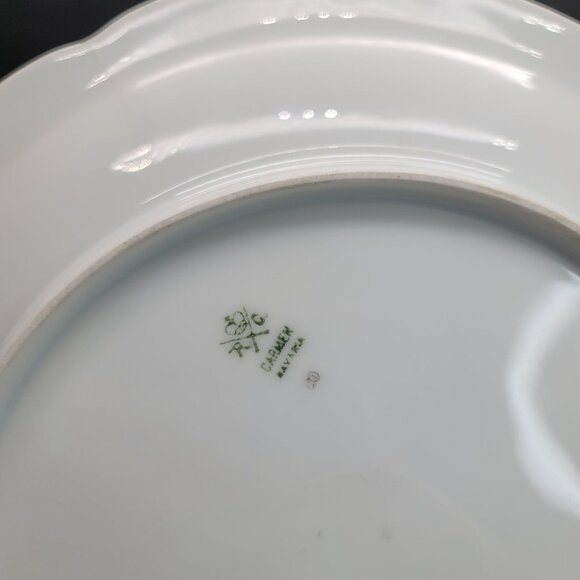 Vintage Platter RC Carmen Bavaria Crown Plate Woman in Garden Green Gold CR14 - Picture 7 of 10